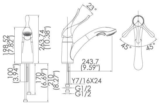 OUSIA Home Solid Stainless Steel Pull-Out Spray Wand Kitchen Faucet