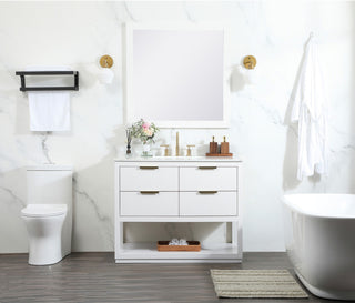 42" Single Bathroom Vanity, White, With Backsplash