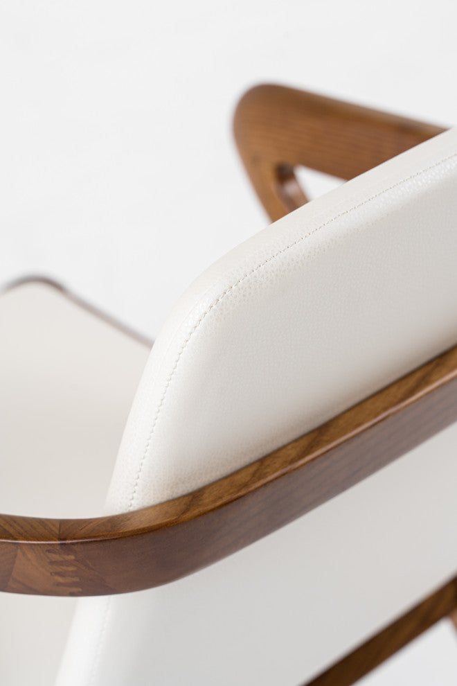 Falcon Dining Chair, Walnut and Cream, Wood and Leatherette