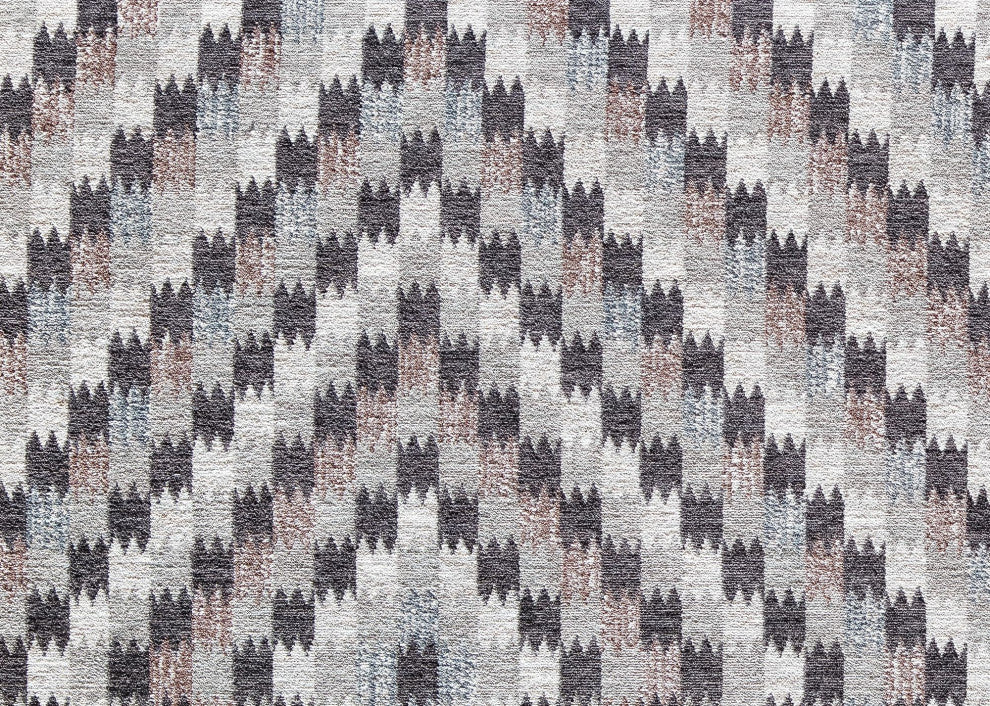 Jade Eternity White Geometric Contemporary White Recycled Area Rug, 5'3" X 7'0"
