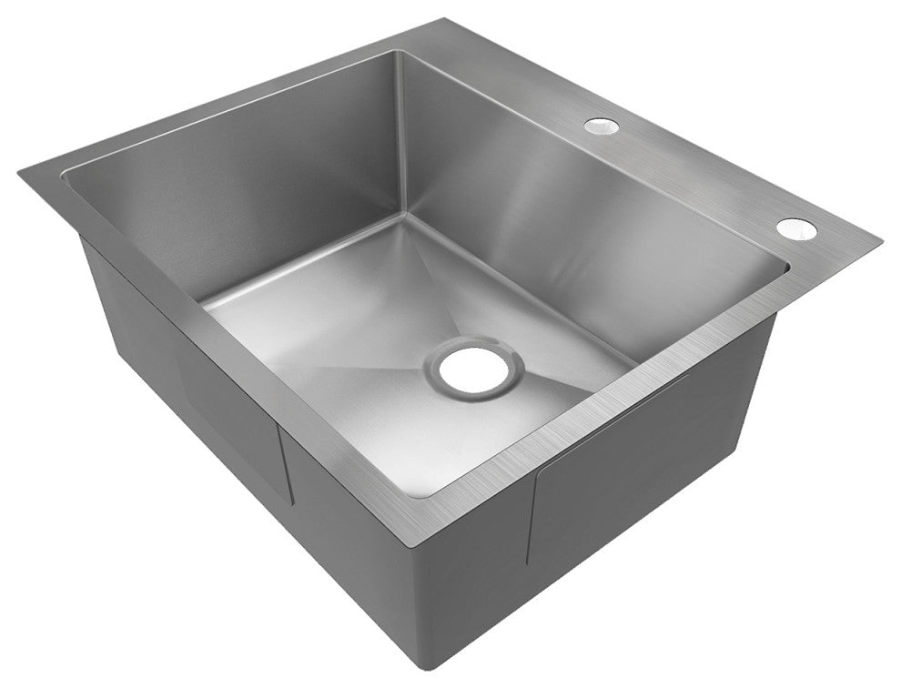 Sinber Single Bowl Kitchen Sink with 304 Stainless Steel Satin Finish, 25"x22"x9", Drop in
