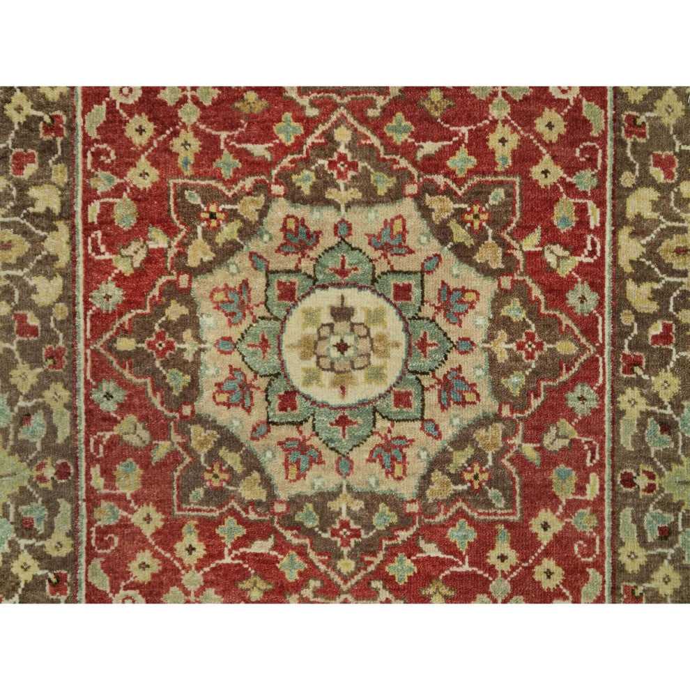 Cherry Red All Wool Haji Jalili Design Hand Knotted XL Runner Rug, 2'7"x22'