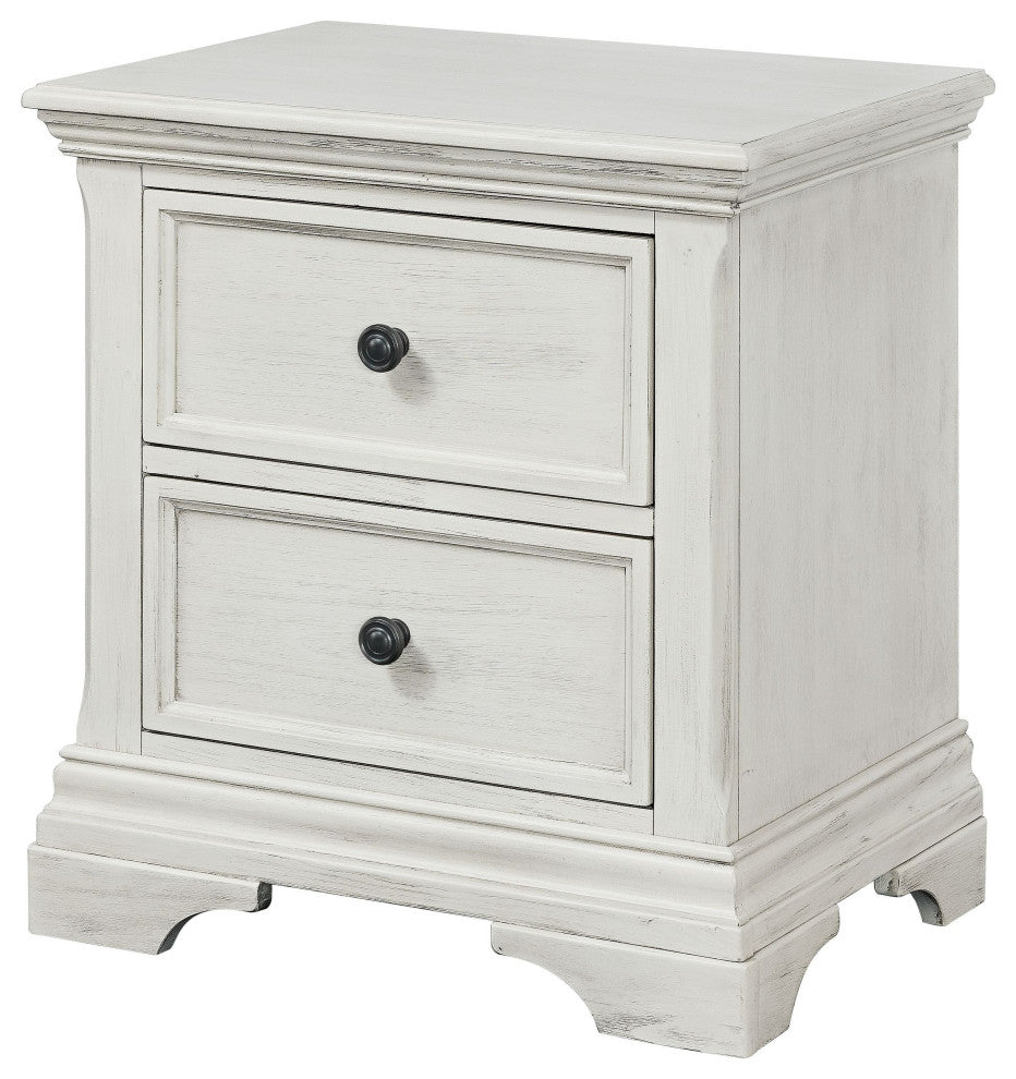 Olivia 2-Drawer Wood Nightstand, Brushed White