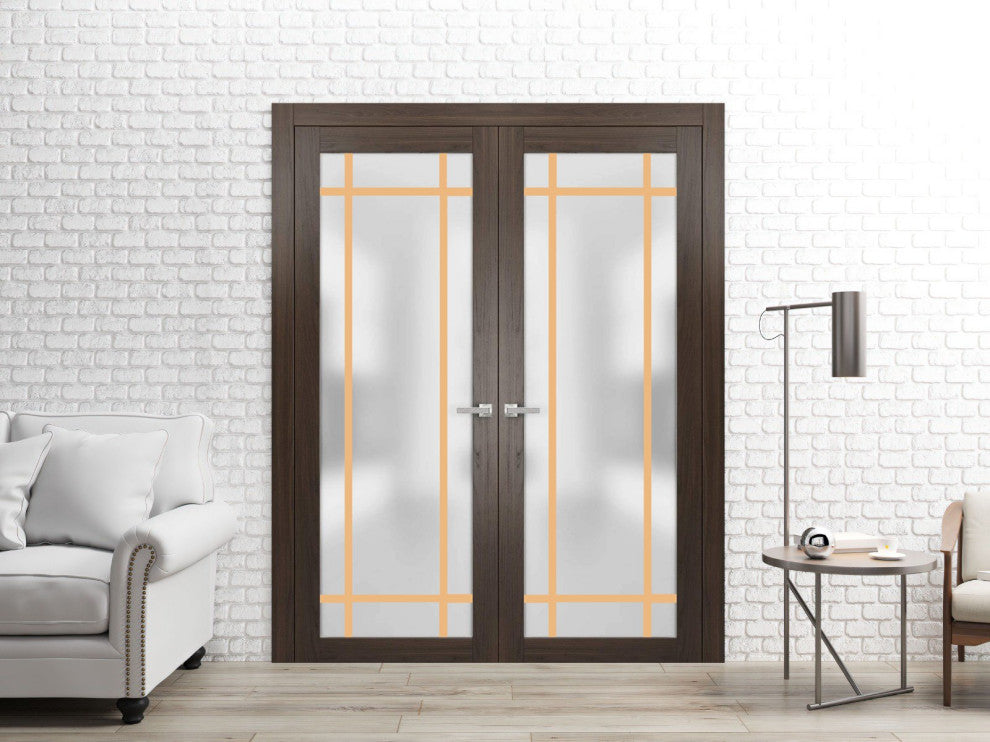 Solid French Double Doors 56 x 96 | Planum 2113 Chocolate Ash