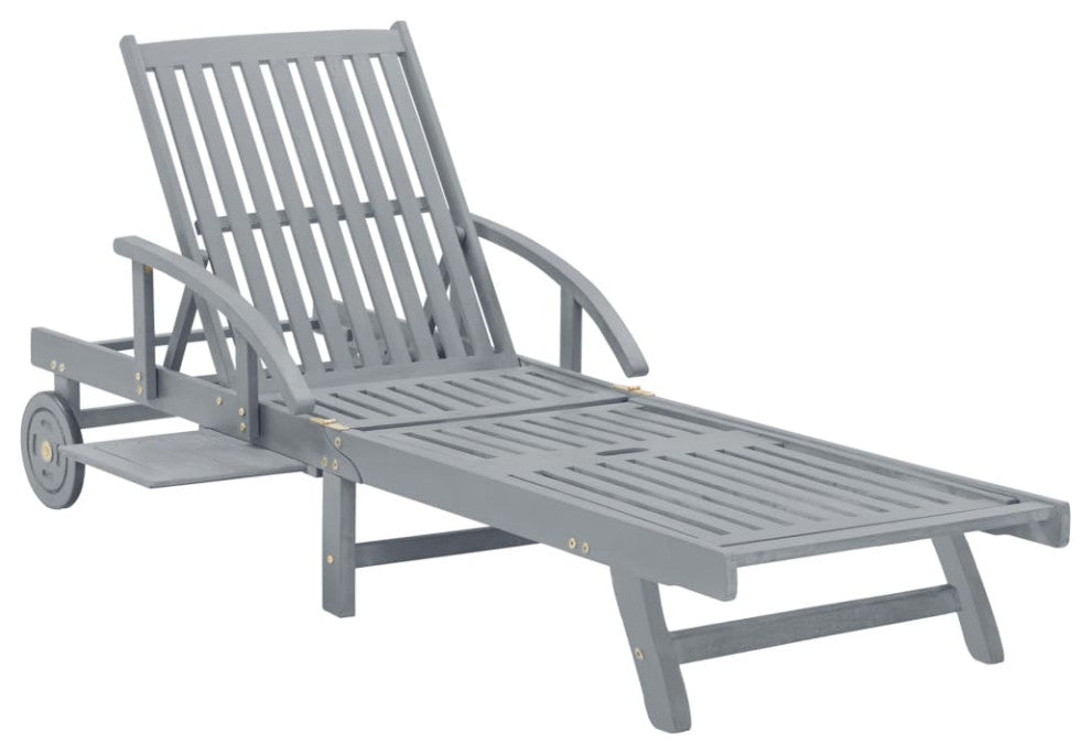 vidaXL Solid Acacia Wood Patio Sun Lounger with Cushion Sunbed Terrace Seat