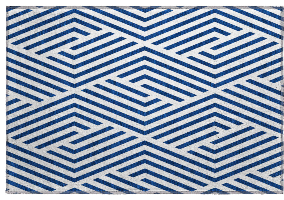 Premium Machine Washable Mayfield AMF550 Navy 1'8" x 2'6" Rug