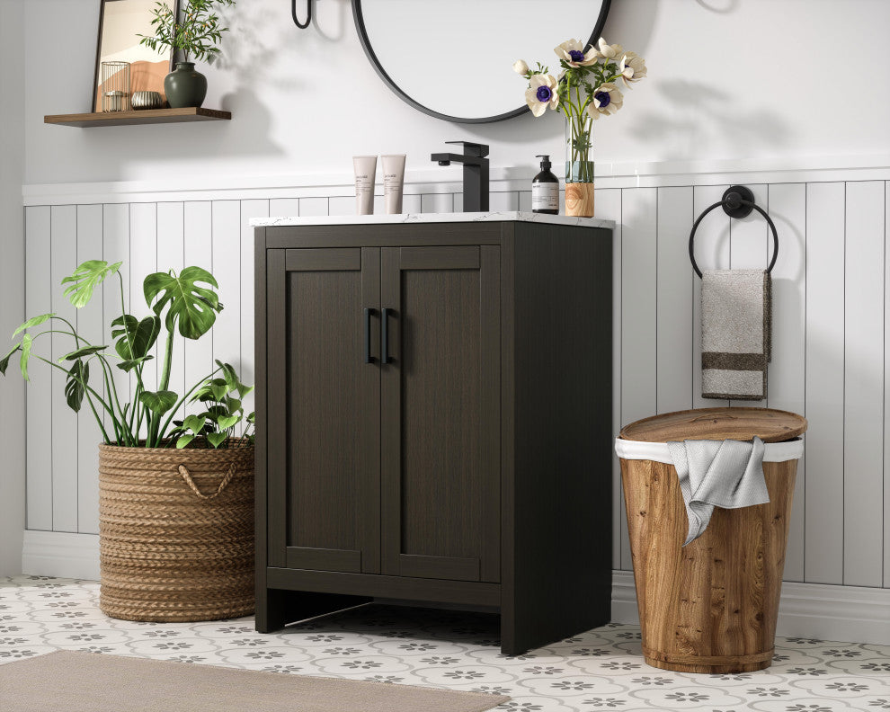 Home Living 24" Single Bathroom Vanity, Mocha Brown