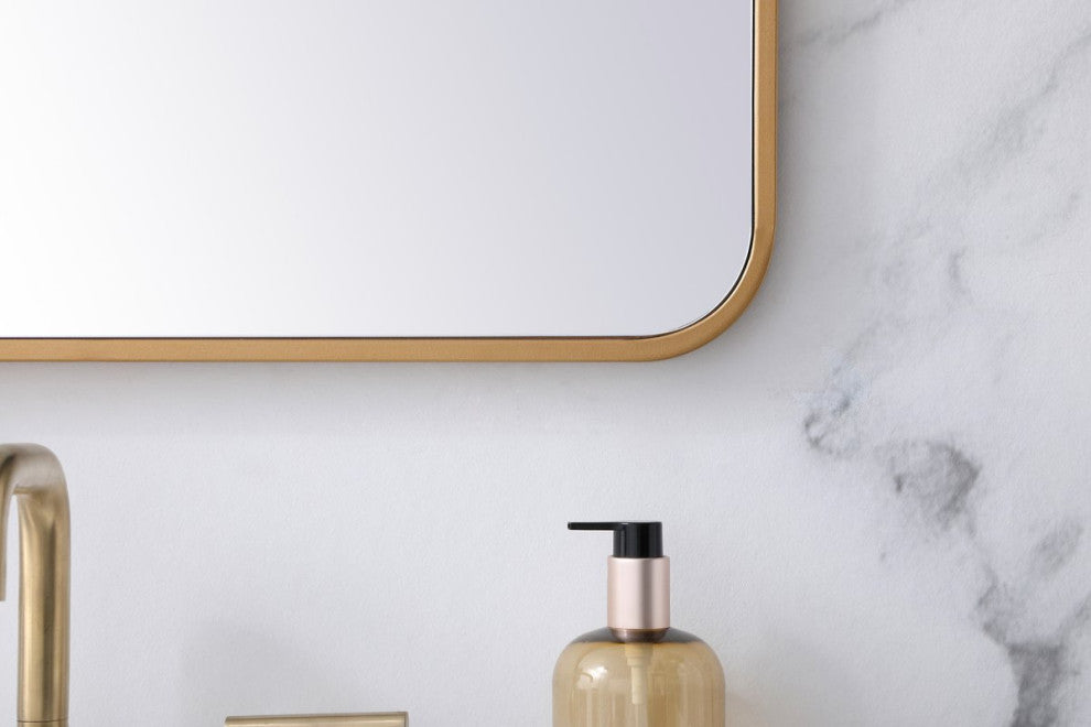 Elegant Decor MR802432BR Soft Corner Metal Rectangular Mirror, 24"x32"