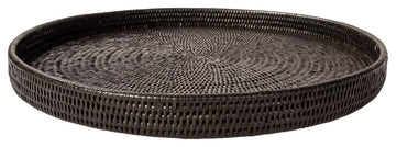 Artifacts Rattan™ Round Serving / Ottoman Tray, Tudor Black, Medium