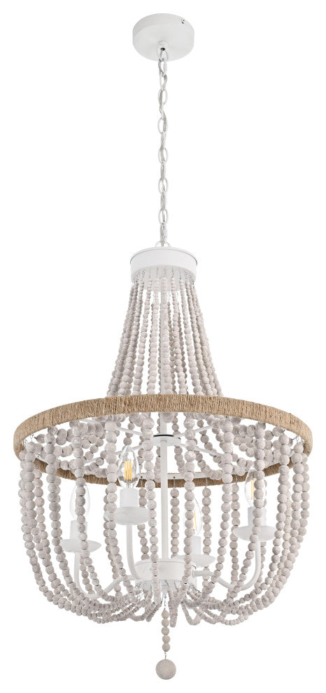 Home Living 20" Beaded Pendant, Antique White