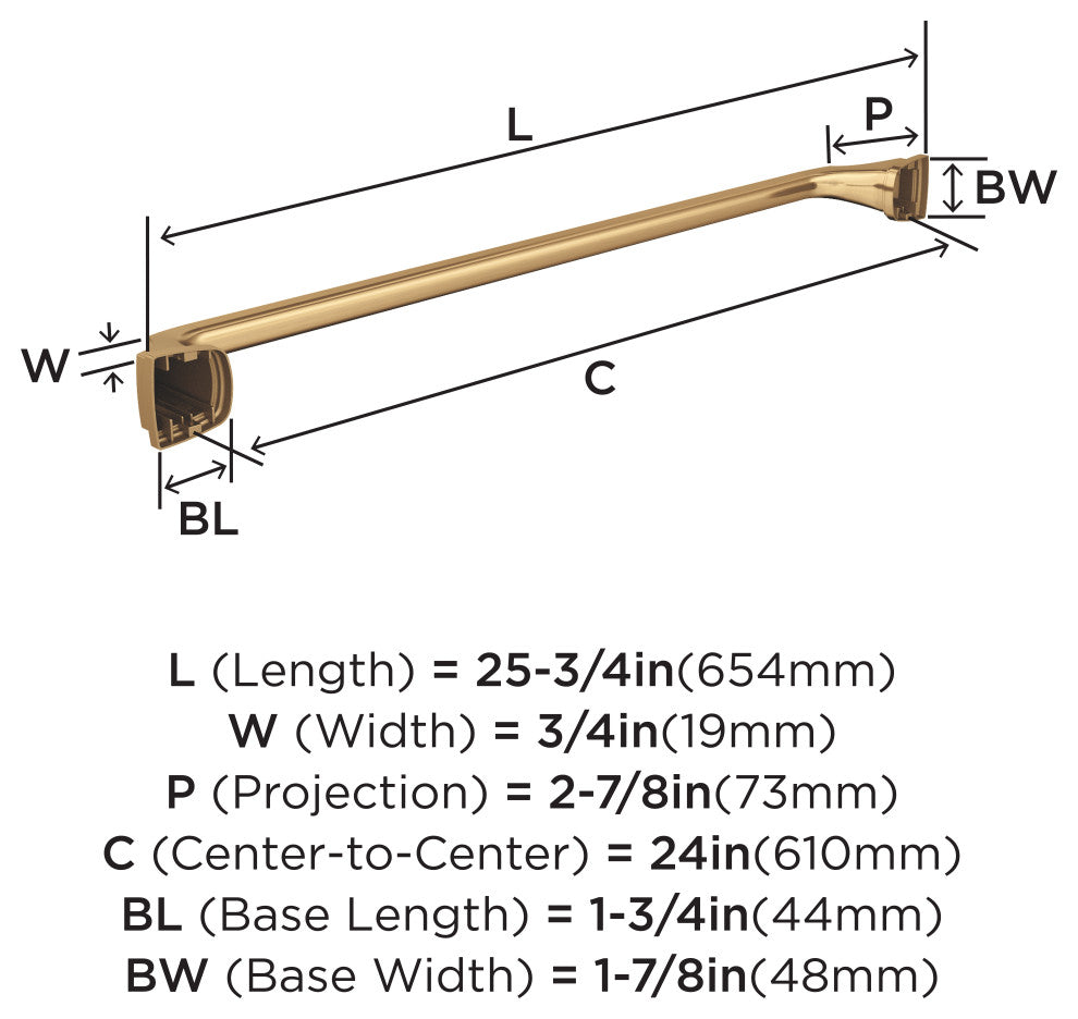 Amerock Revitalize Traditional Towel Bar, Champagne Bronze, 24" Center-to-Center
