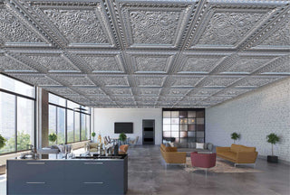 Silver 3D Ceiling Panels, 2'x2', 4 Sq Ft