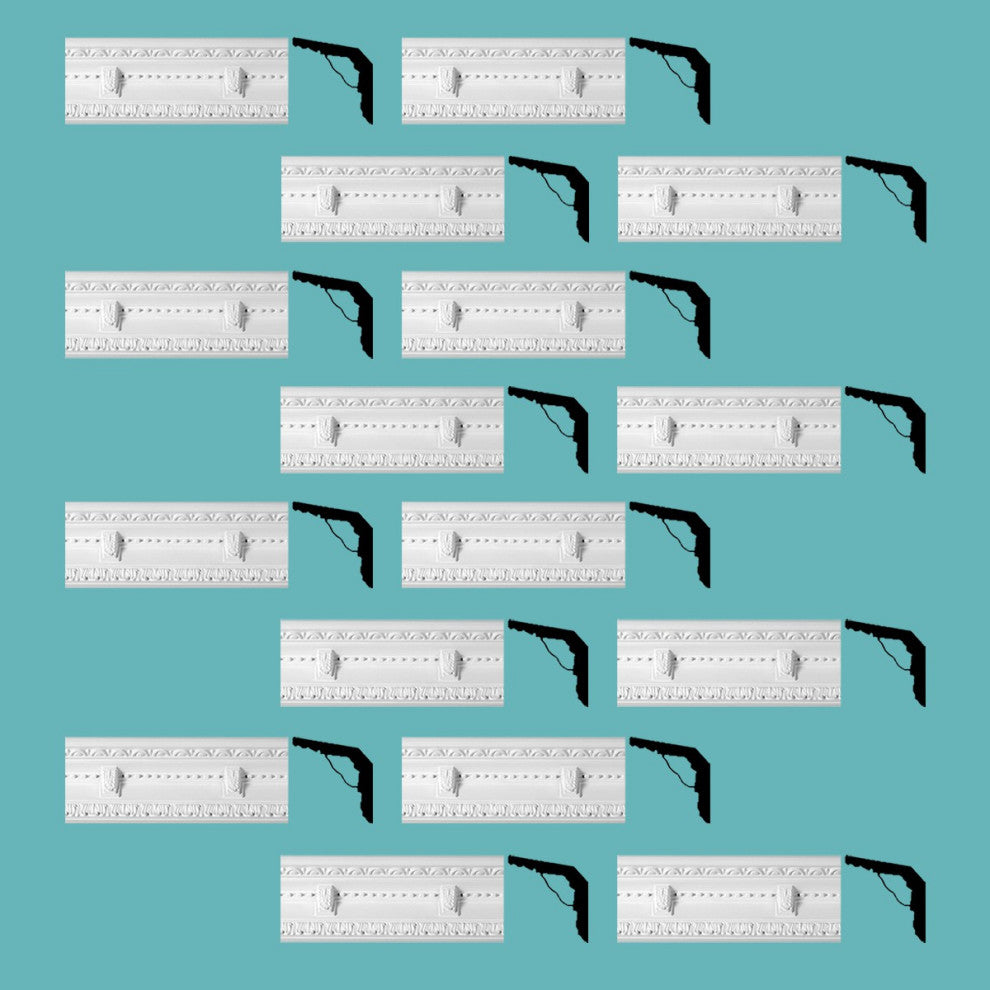 Cornice White Urethane Lindsey Ornate Design 16 Pieces Totaling 1176" Length