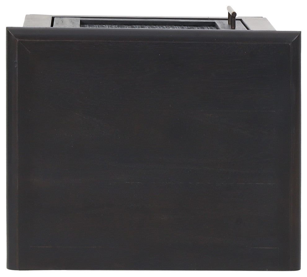 Lempster Rustic Acacia Wood and Cane Nightstand, Dark Gray