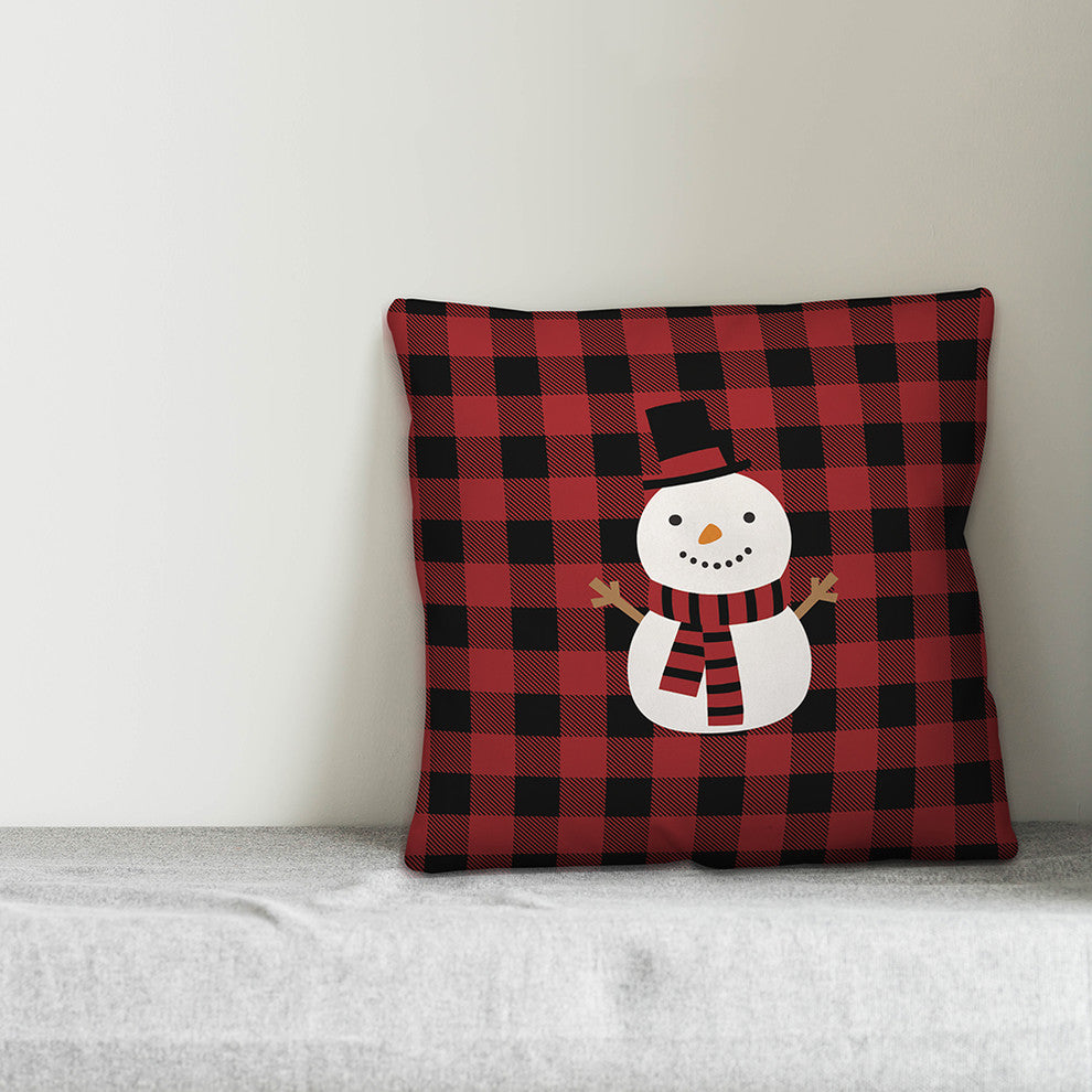 Plaid Snowman 20"x20" Throw Pillow