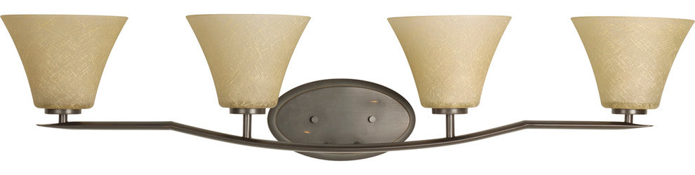 Bravo 4-Light Bath Bar Antique Bronze Etched Umber Linen G