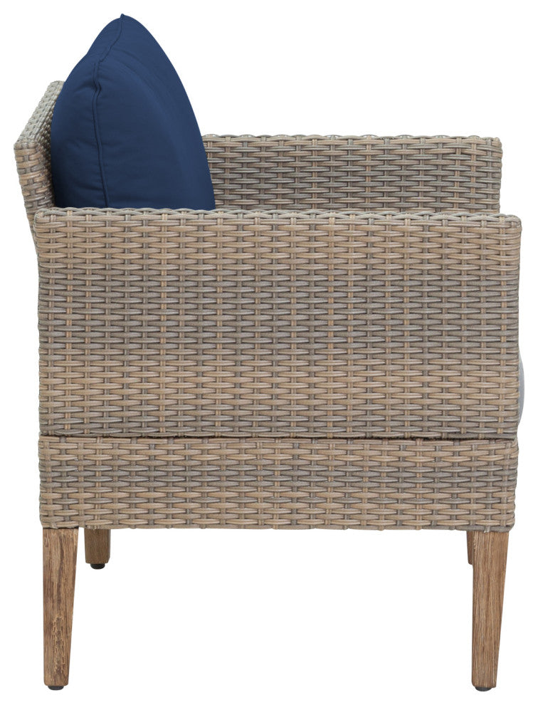 Isla 3-Piece Outdoor Conversation Set With Club Chairs, End Table, Cobalt Blue