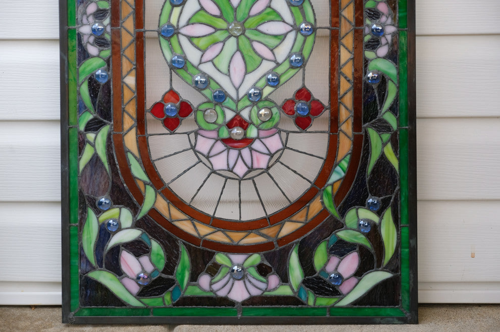 20" x 34.25" Large Handcrafted glass window panel QA154