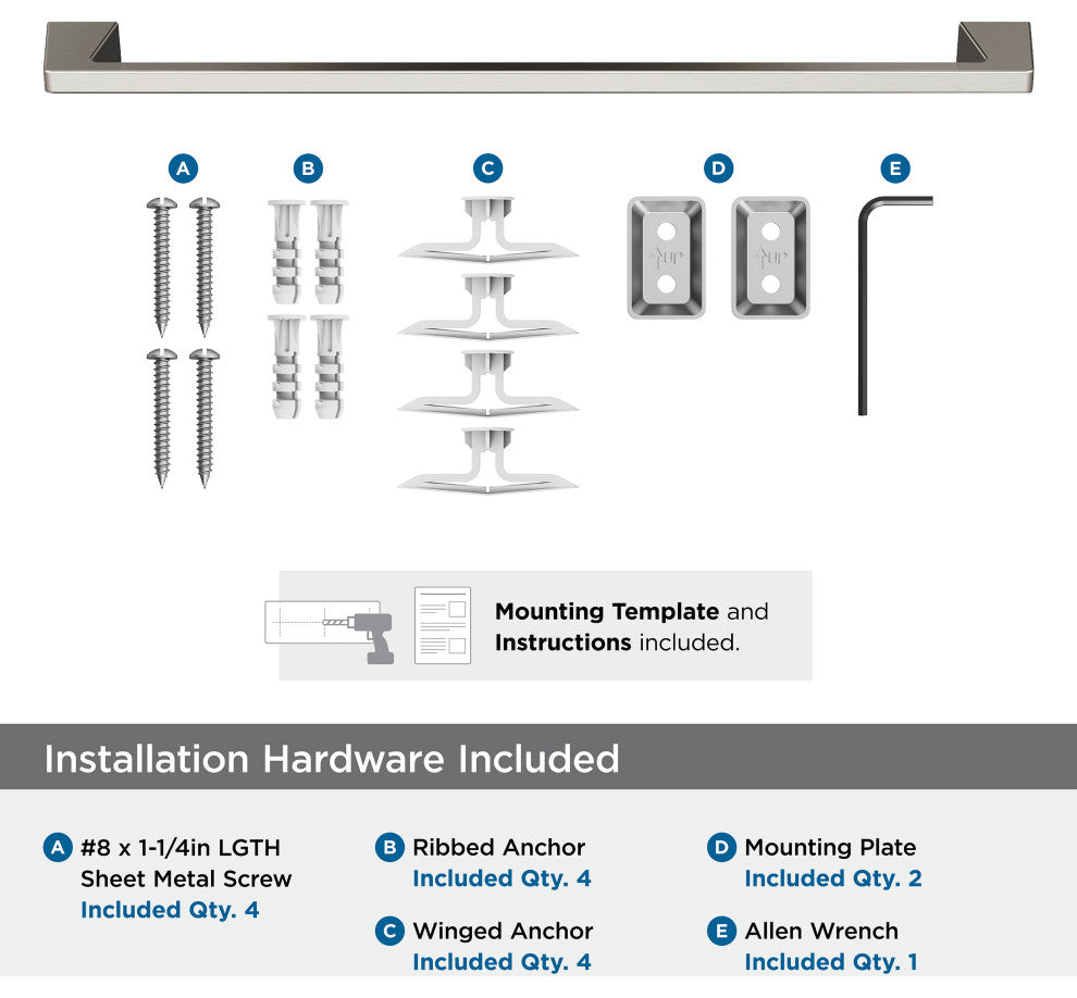Amerock Blackrock Contemporary Towel Bar, Brushed Nickel, 24" Center-to-Center
