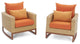 Milea 5 Piece Sunbrella Outdoor Patio Club Chair and Ottoman Set, Tikka Orange