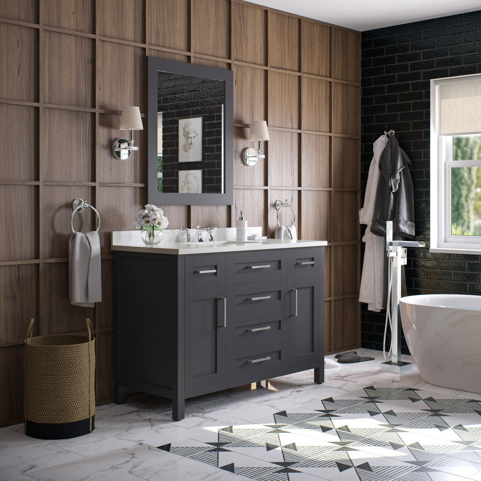 OVE Decors Tahoe Vanity With Mirror, Dark Charcoal, 48"