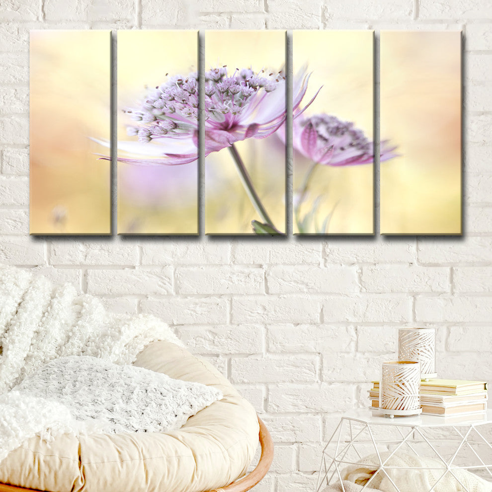 Ready2HangArt 'Pink Astrantia' 5-Piece Canvas Wall Decor Set