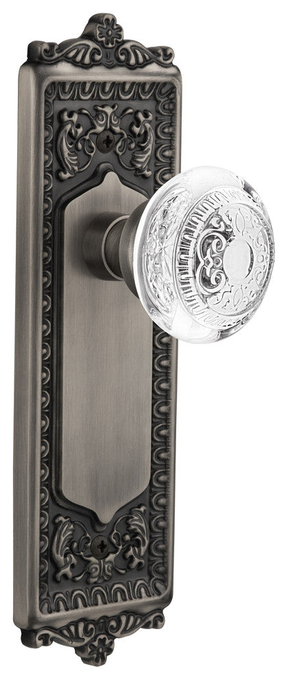 Egg and Dart Plate Passage Crystal Egg and Dart Knob, Antique Pewter, 2.375"