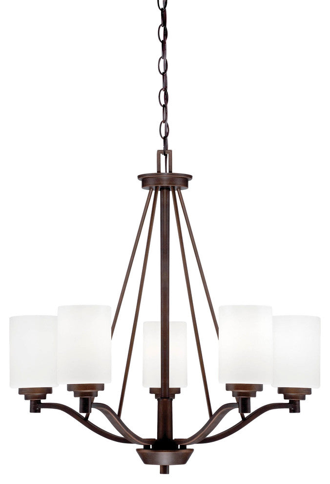 Millennium Lighting Durham Chandelier Light, Rubbed Bronze, Etched White