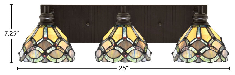Edge 3-Light Bath Bar, Espresso Finish, 7" Grand Merlot Art Glass