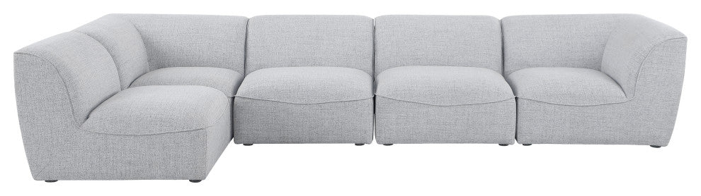 Miramar Linen Textured Fabric  5-Piece Modular L-Shaped Sectional, Grey