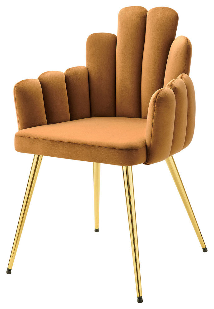 Dining Chair, Set of 2, Gold Brown, Velvet, Modern Cafe Bistro Hospitality