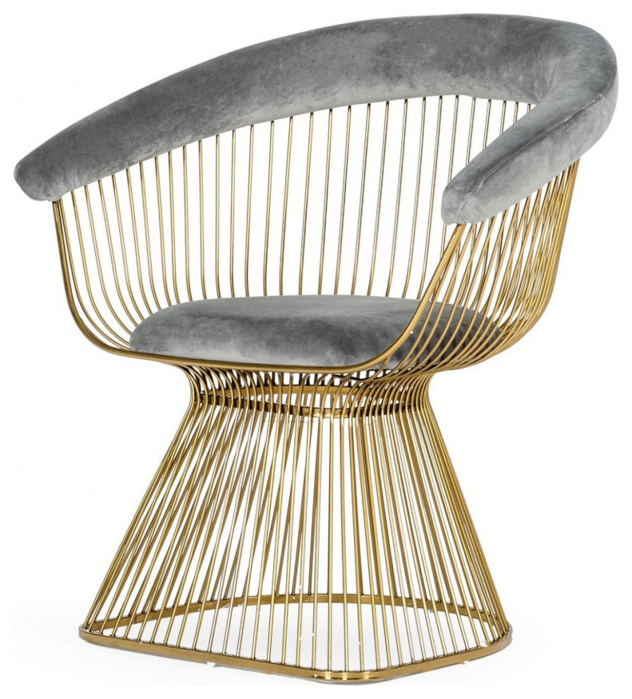 Swell Gold Dining Chair Arm Chair, Gray