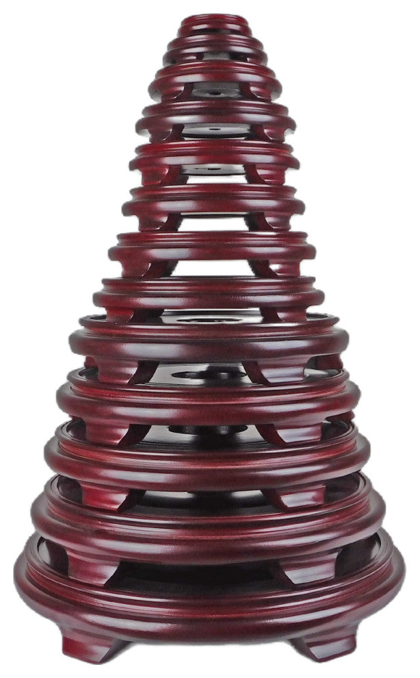 Dark Red Mahogany Porcelain Vase Stand, 4