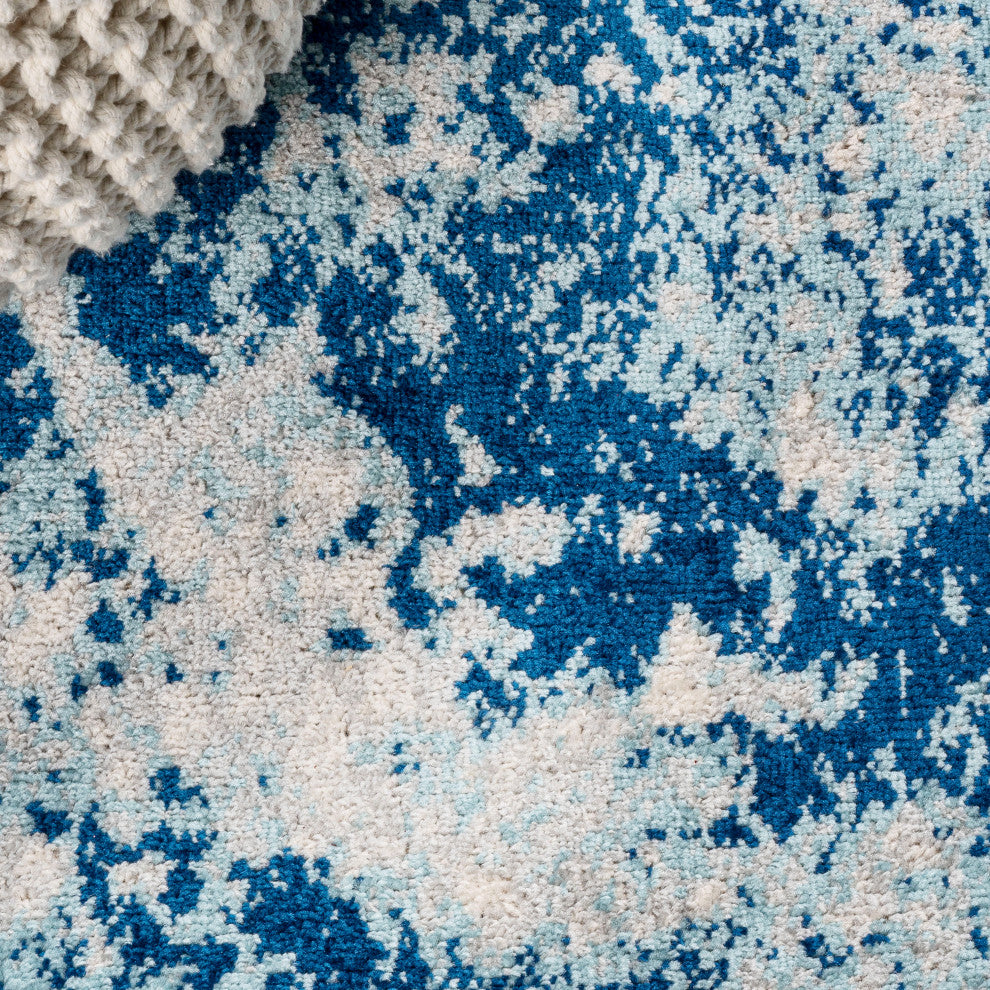 Dune Modern Abstract Area Rug, Cream/Blue, 4x6
