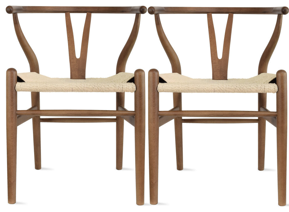 Modern Dining Chairs Solid Wood Armchairs Handmade Assembled Chair Set of 2, Espresso, Armchair