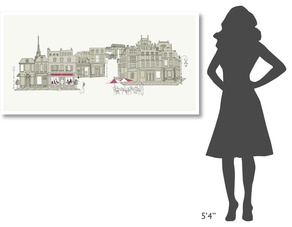 "World Cafe V Paris II Pink" Digital Paper Print by Avery Tillmon, 62"x32"