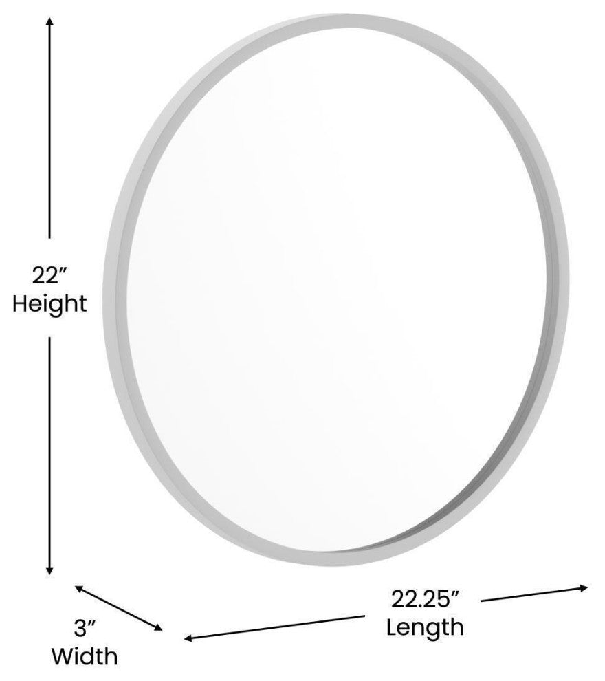 Julianne Round Metal Framed Wall Mirror, Silver, 20"