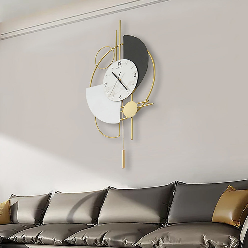Modern 16.5" Decorative Big Wall Clocks for Living Room 3D Round Wall Clock