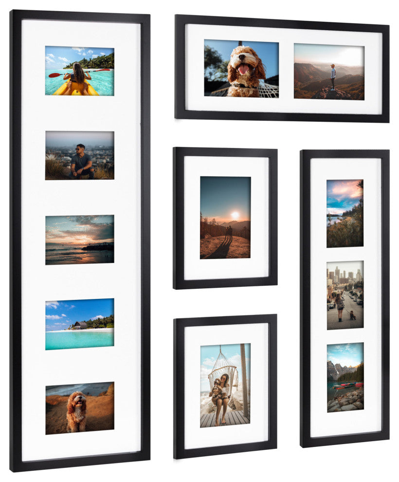 Gallery Wall Multi Open Matted Picture Frame Set, Black 5 Piece