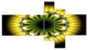 Black Yellow Fractal Flower Pattern, Abstract Canvas Print, 60"x32", 5 panels