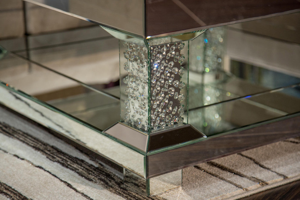 Montreal Square Cocktail Table With Crystal Accents