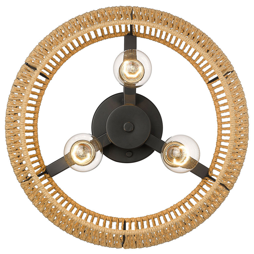 Golden Lighting 6076-SF NR Marlee 3 Light 14"W Semi-Flush Drum - Matte Black /