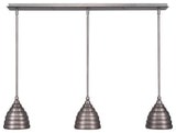 3 Light Mini Pendant, 6" Brushed Nickel Beehive Metal Shade