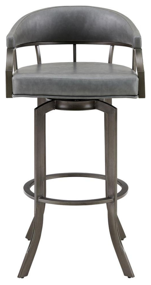 Pharaoh Swivel 30 Mineral Finish and Grey Faux Leather Bar Stool