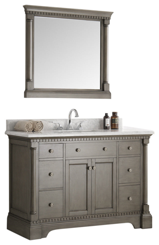Fresca Kingston 48" Antique Silver Traditional Bathroom Vanity With Mirror