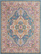 8 x 10 Teal and Pink Medallion Area Rug