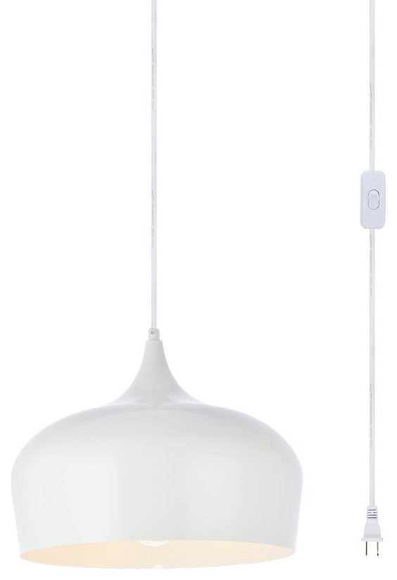 Nina 1-Light White Plug-In Pendant