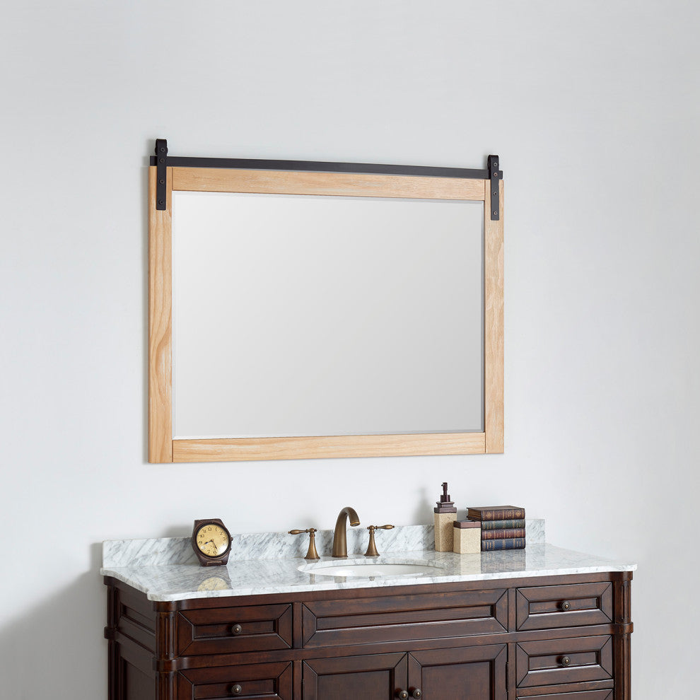 Cortes Rectangular Wall Mount Mirror, Weathered Pine, 48"