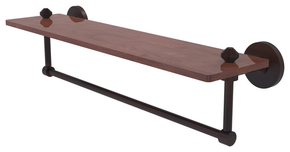 South Beach 22" Solid Wood Shelf with Towel Bar, Venetian Bronze