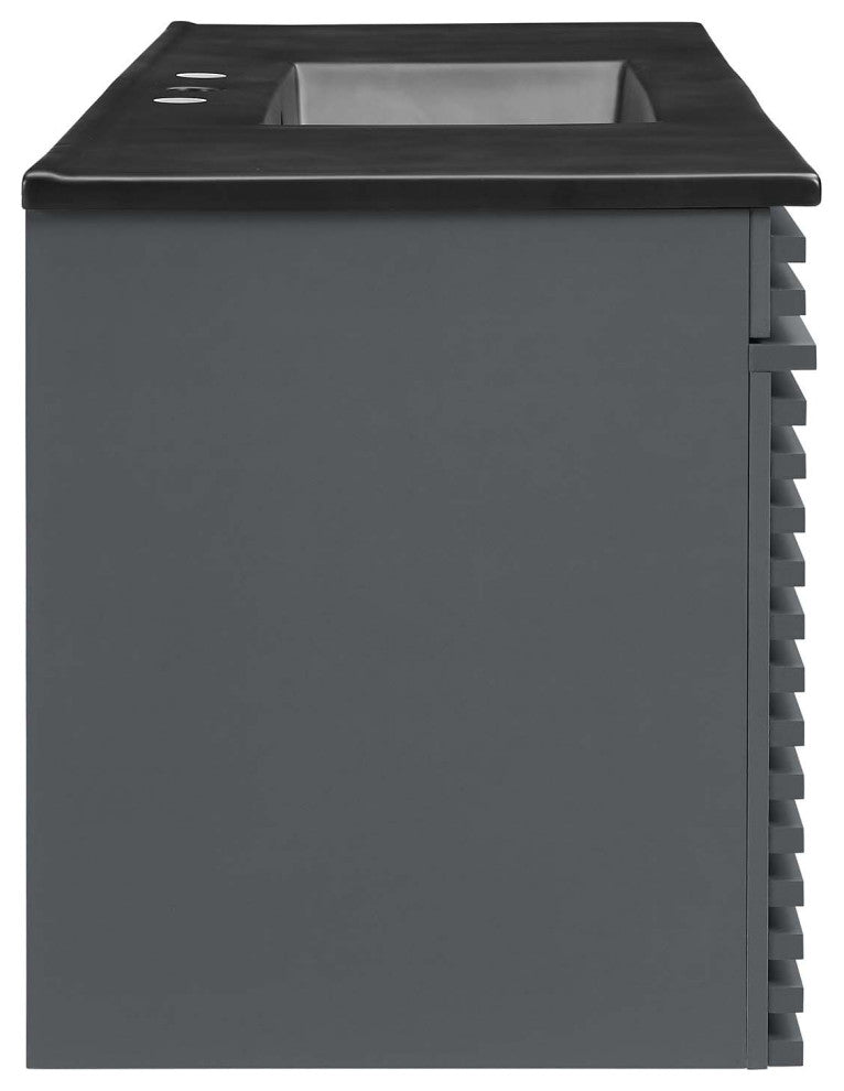 Render 48" Wall-Mount Bathroom Vanity, Gray Black